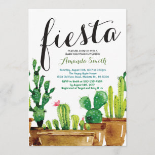 Succulent Cactus Fiesta Baby shower Uitnodiging
