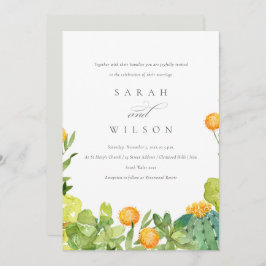 SUCCULENT CACTUS FLORAL GARDEN WATERVERF WEDING KAART