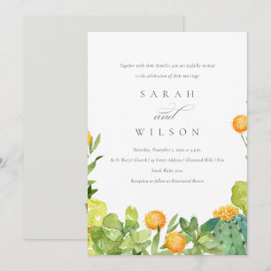 SUCCULENT CACTUS FLORAL GARDEN WATERVERF WEDING KAART