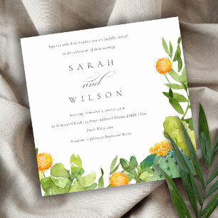 SUCCULENT CACTUS FLORAL GARDEN WATERVERF WEDING KAART