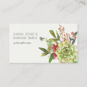 Succulent Cactus Floral Red Waterverf Wedding Plaatskaartje (Achterkant)