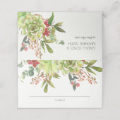 Succulent Cactus Floral Red Waterverf Wedding Plaatskaartje (Buitenkant ongevouwen)