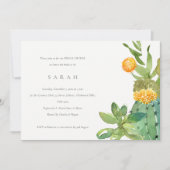 SUCCULENT CACTUS FLORAL WATERCOLOR BRIDAL SHOWER KAART (Voorkant)