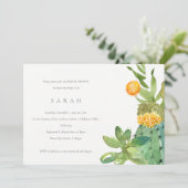 SUCCULENT CACTUS FLORAL WATERCOLOR BRIDAL SHOWER KAART (Staand voorkant)