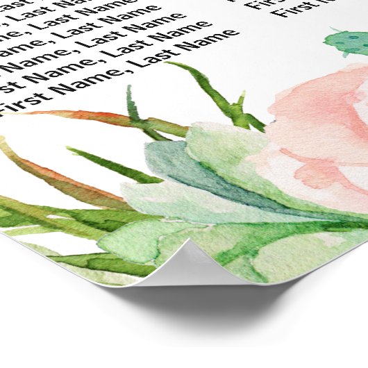 Succulent Cactus Floral Wedding Seating Chart Poster (Hoek)