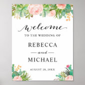 Succulent Cactus Floral Wedding Welcome Sign Poster (Voorkant)