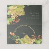 SUCCULENT CACTUS FLORAL WREATH WATERCOLOR  WEDDING PLAATSKAARTJE (Buitenkant ongevouwen)