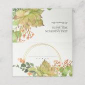 SUCCULENT CACTUS FLORAL WREATH WATERVERF WEDING PLAATSKAARTJE (Buitenkant ongevouwen)