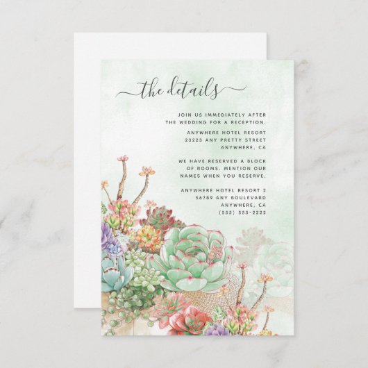 Succulent Cactus Flower Informatiekaartje (Voorkant / Achterkant)