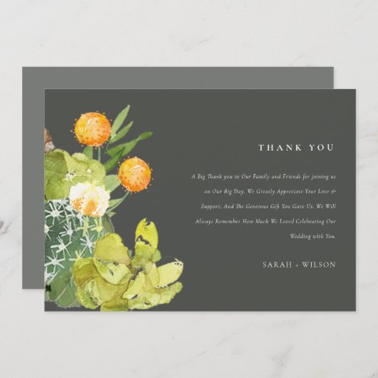 SUCCULENT CACTUS GARDEN WATERVERF DANK U BEDANKKAART (Voorkant / Achterkant)