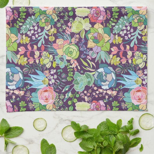 Succulent Cactus Gardening Kitchen Towelen Theedoek (Gevouwen)