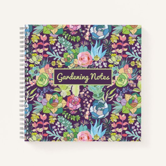 Succulent Cactus Gardening Spiral Notitieboek (Voorkant)