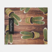 Succulent Cactus in Pots and Dark Wooden Plants Fleece Deken (Voorkant (Horizontaal))