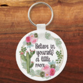 Succulent Cactus Inspirerend Geloof in jezelf Sleutelhanger (Voorkant)