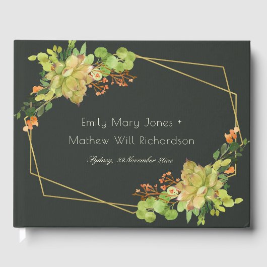 SUCCULENT CACTUS KRAFT FLORAL WATERVERF WREATS GASTENBOEK (Voorkant)