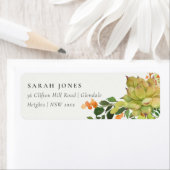 SUCCULENT CACTUS ORANJE FLORAAL WATERVERF ADRES ETIKET (Insitu)