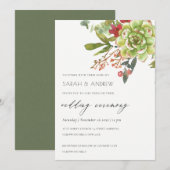 SUCCULENT CACTUS ORANJE FLORAL WATERVERF WEDING KAART (Voorkant / Achterkant)