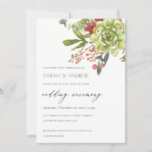 SUCCULENT CACTUS ORANJE FLORAL WATERVERF WEDING KAART
