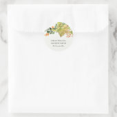 SUCCULENT CACTUS ORANJE FLORAL WATERVERF WEDING RONDE STICKER (Tas)