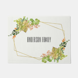 SUCCULENT CACTUS ORANJE FLORAL WATERVERF WREATS DEURMAT