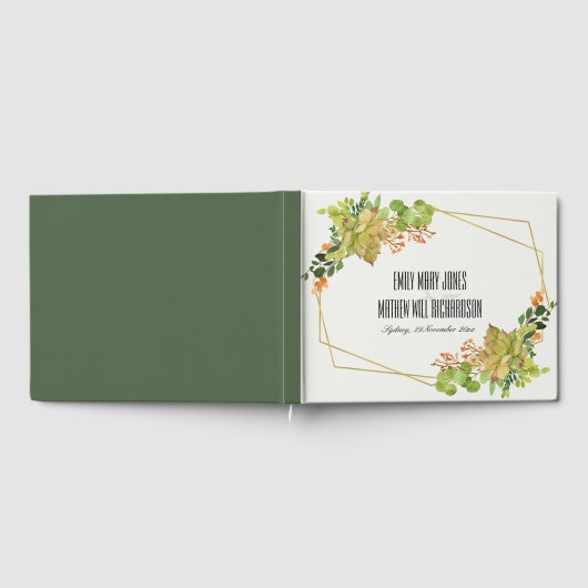 SUCCULENT CACTUS ORANJE FLORAL WATERVERF WREATS GASTENBOEK (Volledig)