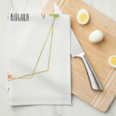 SUCCULENT CACTUS ORANJE FLORAL WATERVERF WREATS THEEDOEK (Quarter Fold)