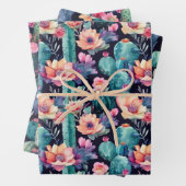 Succulent cactus, patroon waterverf kleine bloem inpakpapier vel (In situ)