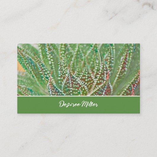 Succulent Cactus Plant Groen Glas in lood Art Visitekaartje (Voorkant)