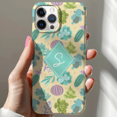 Succulent Cactus Plant Patroon Schattige Monogram Case-Mate iPhone Case