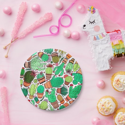 Succulent Cactus Potted Planten Cacti Garden Party Papieren Bordje (Feest)