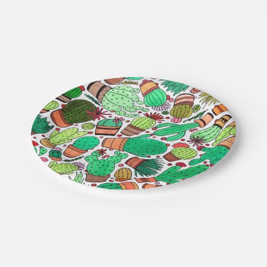 Succulent Cactus Potted Planten Cacti Garden Party Papieren Bordje (Gekanteld)