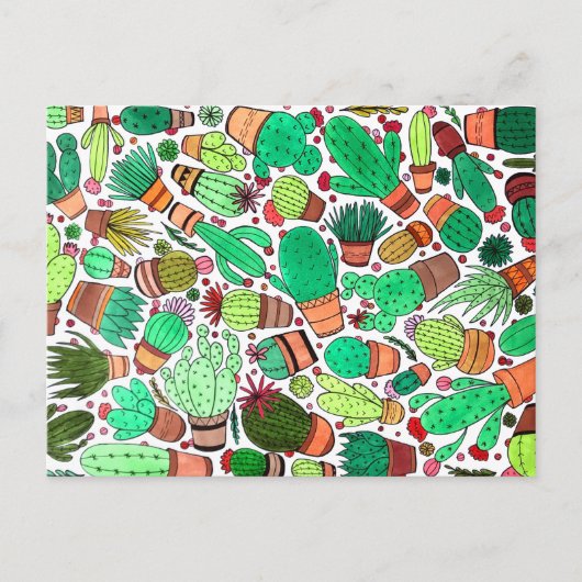 Succulent Cactus Potted Planten Green Cacti Garden Briefkaart (Voorkant)