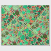 Succulent Cactus Potted Planten Green Cacti Garden Cadeaupapier (Vlak)