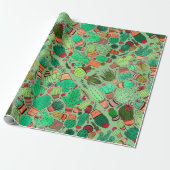 Succulent Cactus Potted Planten Green Cacti Garden Cadeaupapier (Uitgerold)