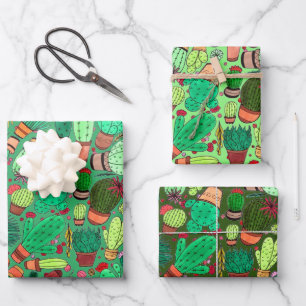 Succulent Cactus Potted Planten Green Cacti Garden Inpakpapier Vel