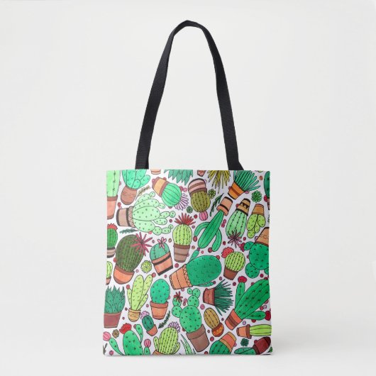 Succulent Cactus Potted Planten Green Cacti Garden Tote Bag (Voorkant)