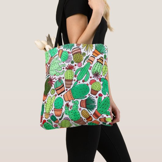 Succulent Cactus Potted Planten Green Cacti Garden Tote Bag (Dichtbij)