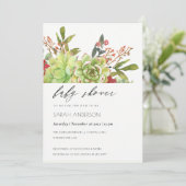 Succulent Cactus Red Floral Baby shower nodigt uit Bedankkaart (Staand voorkant)