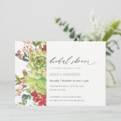 Succulent Cactus Red Floral Vrijgezellenfeest nodi Bedankkaart (Staand voorkant)