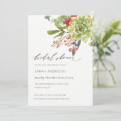 Succulent Cactus Red Floral Vrijgezellenfeest nodi Bedankkaart (Staand voorkant)