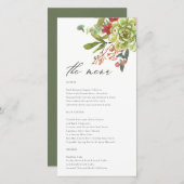 Succulent Cactus Red Floral Wedding Menu Kaart (Voorkant / Achterkant)