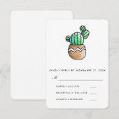 Succulent Cactus Rustic Minimal Wedding RSVP Kaartje (Voorkant / Achterkant)