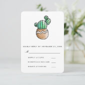 Succulent Cactus Rustic Minimal Wedding RSVP Kaartje (Staand voorkant)