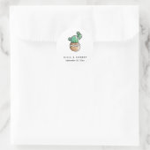 Succulent Cactus rustieke minimale bruiloft Ronde Sticker (Tas)