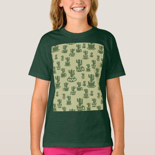 Succulent cactus silhouet in bekertjes en potten T T-shirt (Voorkant)