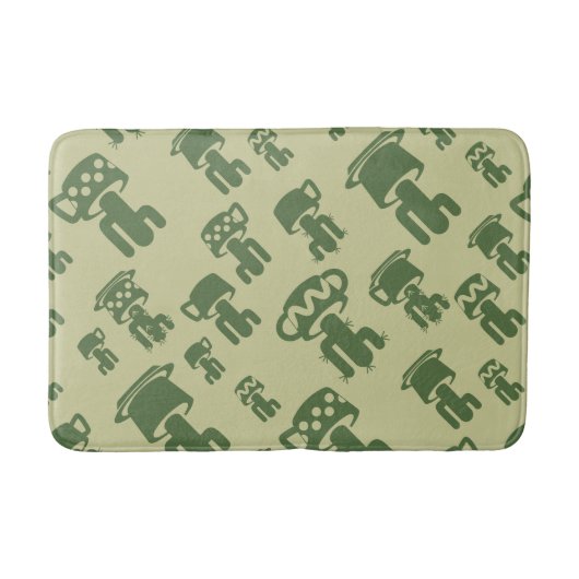 Succulent cactus silhouette in cups and pots  badmat (Voorkant)