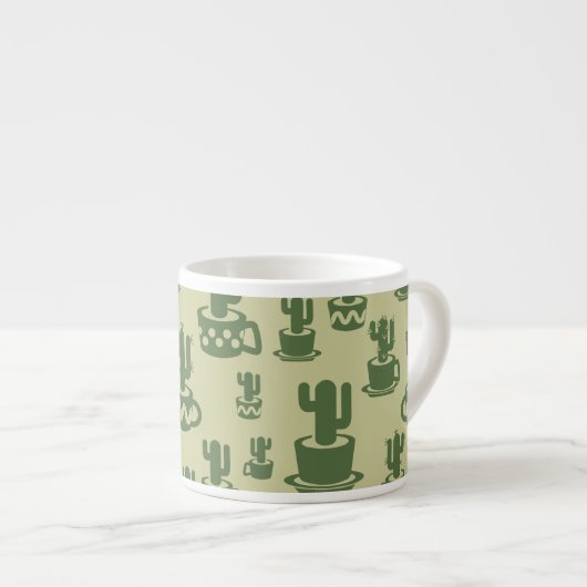 Succulent cactus silhouette in cups and pots espresso kop (Voorkant rechts)