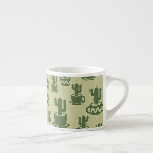 Succulent cactus silhouette in cups and pots espresso kop (Rechts)
