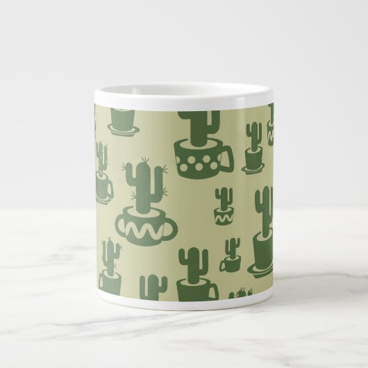Succulent cactus silhouette in cups and pots grote koffiekop (Voorkant)