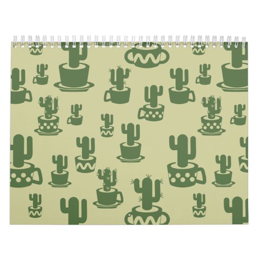 Succulent cactus silhouette in cups and pots  kalender (Hoes)